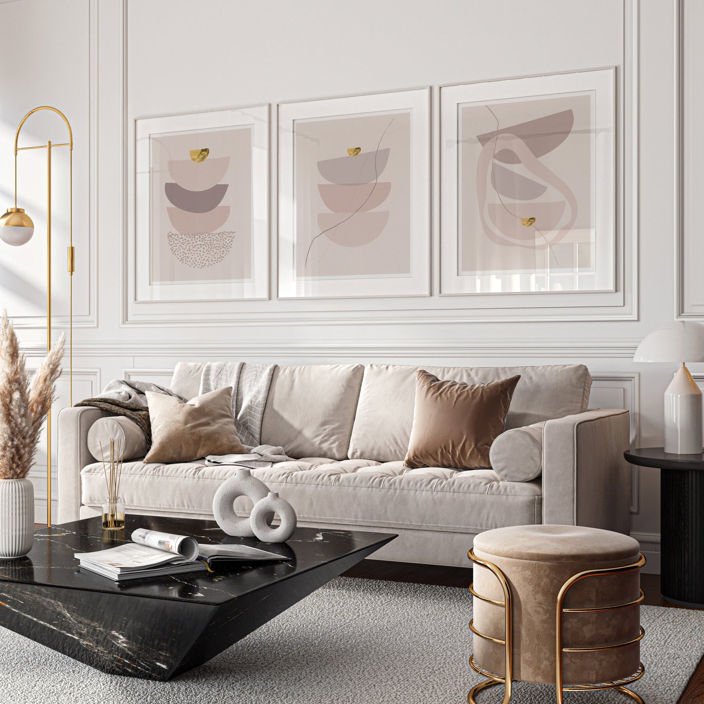 Tableau Set - Multi Color - 3 Pieces - 60x120cm