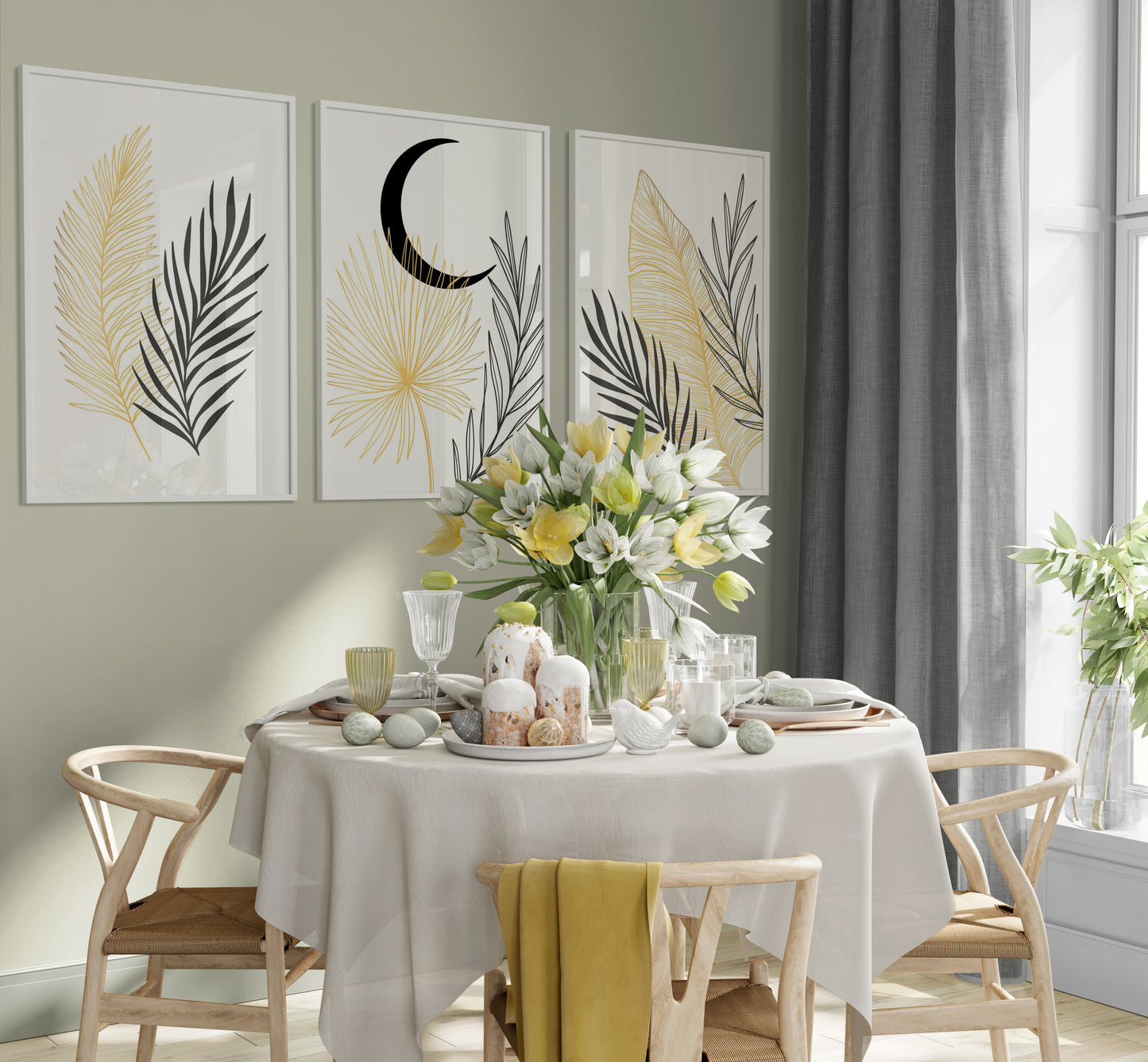 مجموعة تابلوه - متعدد الألوان - 3 قطع - 60×120 سم