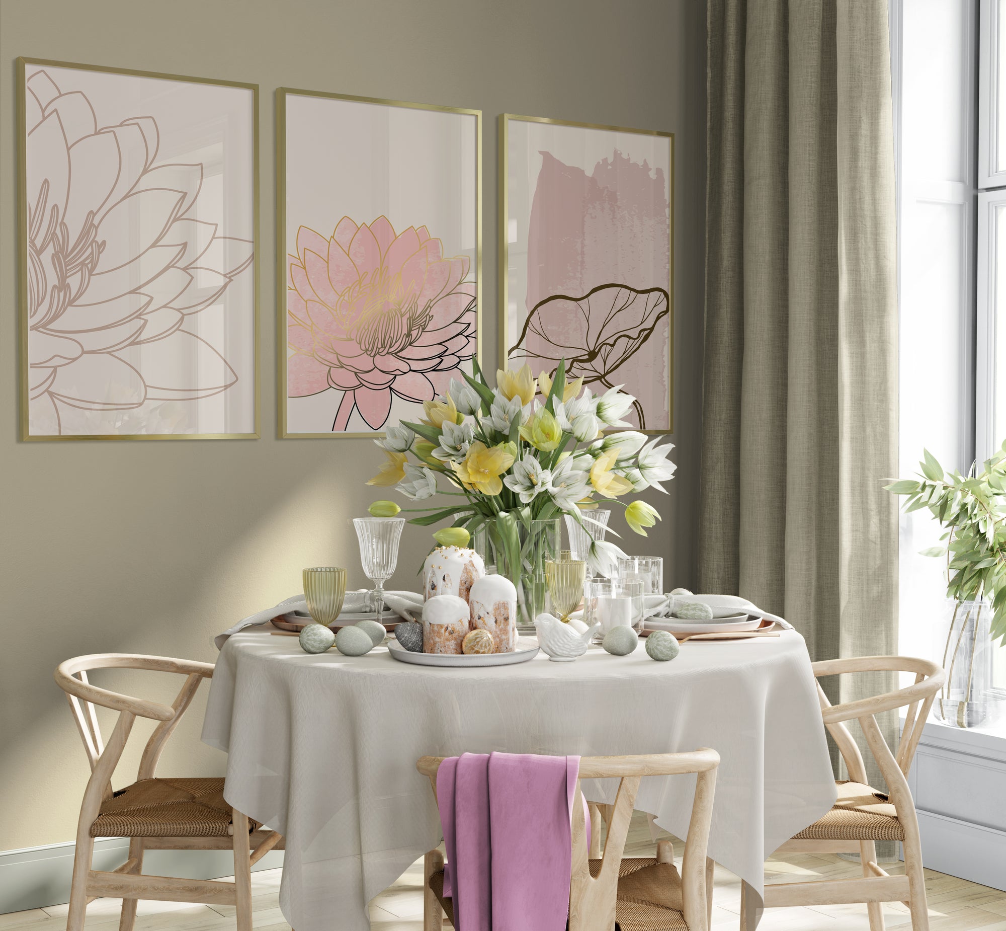 مجموعة تابلوه - متعدد الألوان - 3 قطع - 60×120 سم