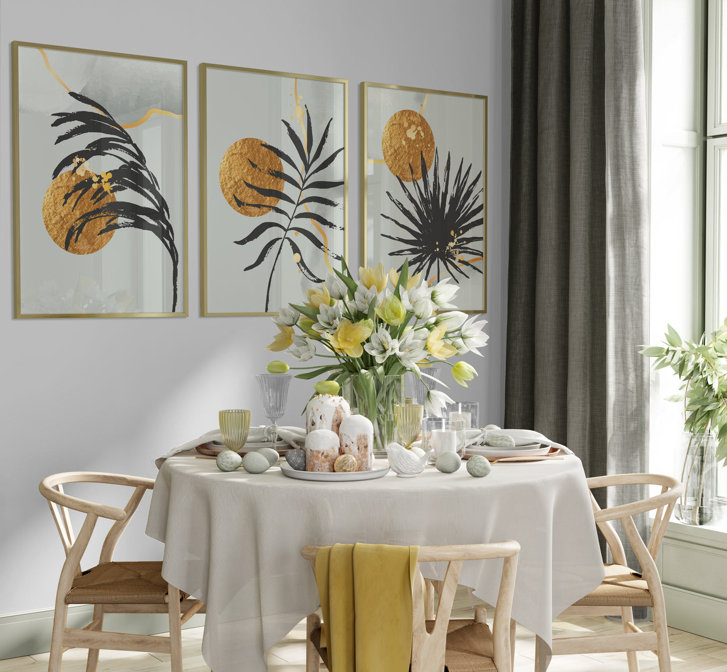 مجموعة تابلوه - متعدد الألوان - 3 قطع - 60×120 سم