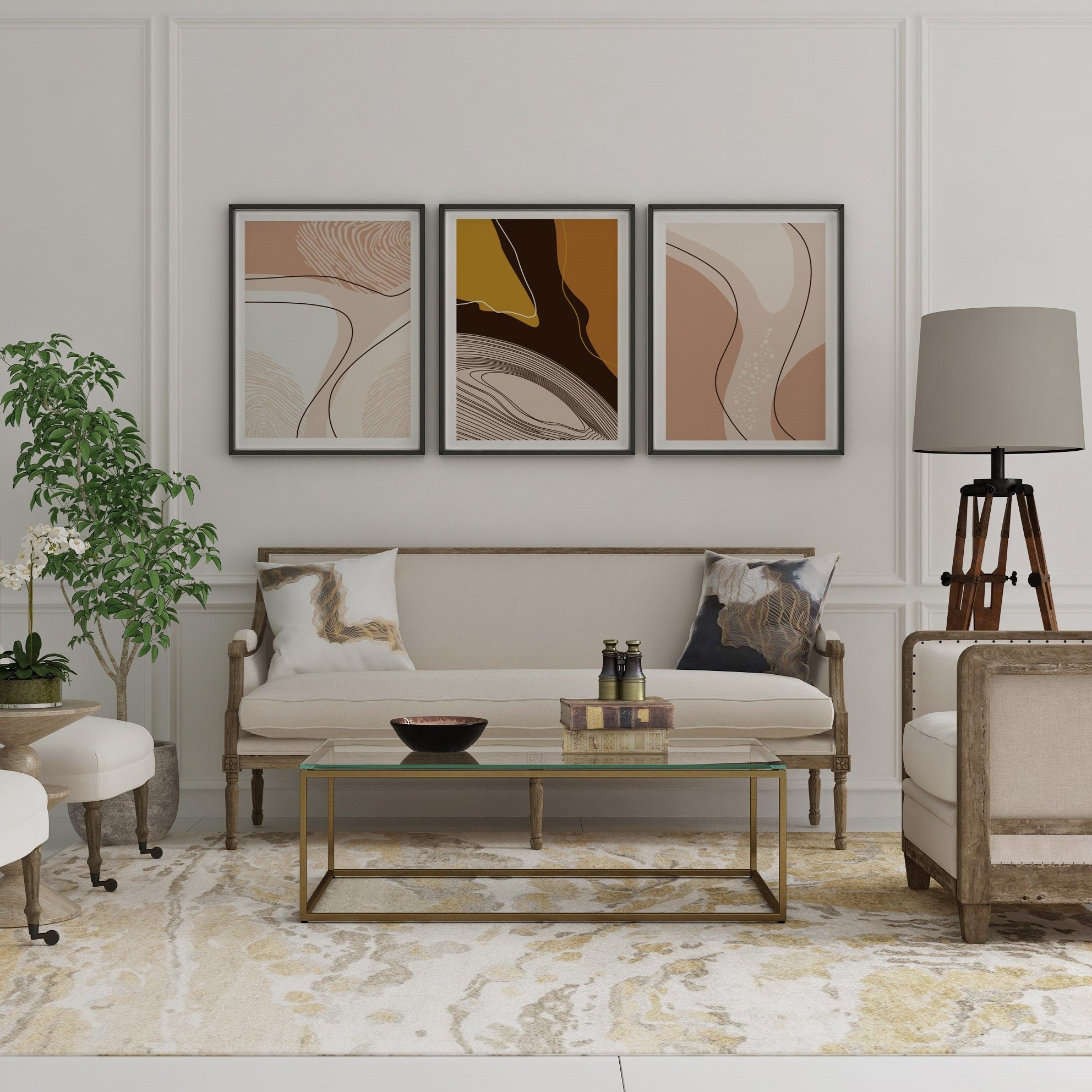 مجموعة تابلوه - متعدد الألوان - 3 قطع - 60×120 سم