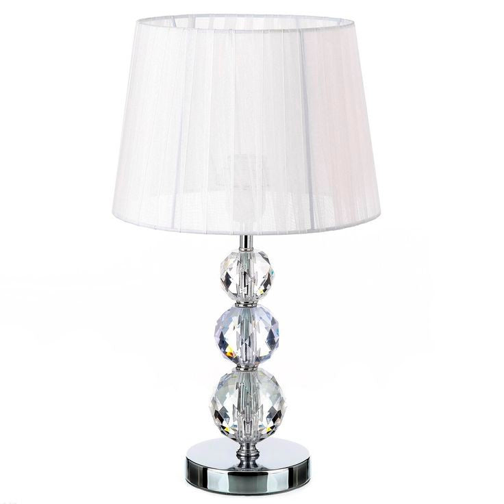 Table Lamp - Steel - Silver & White - 50x28 cm