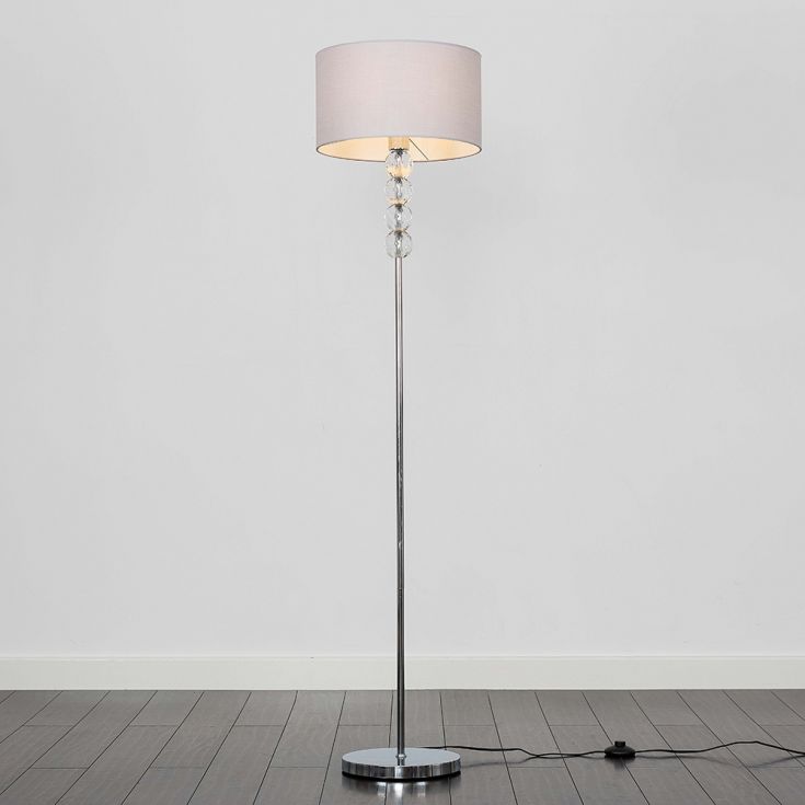Floor Lamp - Steel -Silver & off White - 150x40 cm