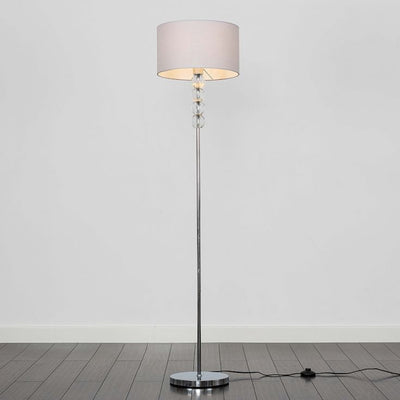 Floor Lamp - Steel -Silver & off White - 150x40 cm