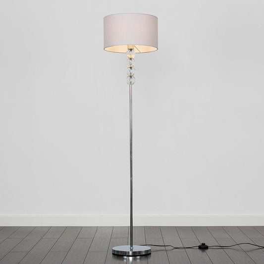 Floor Lamp - Steel -Silver & off White - 150x40 cm