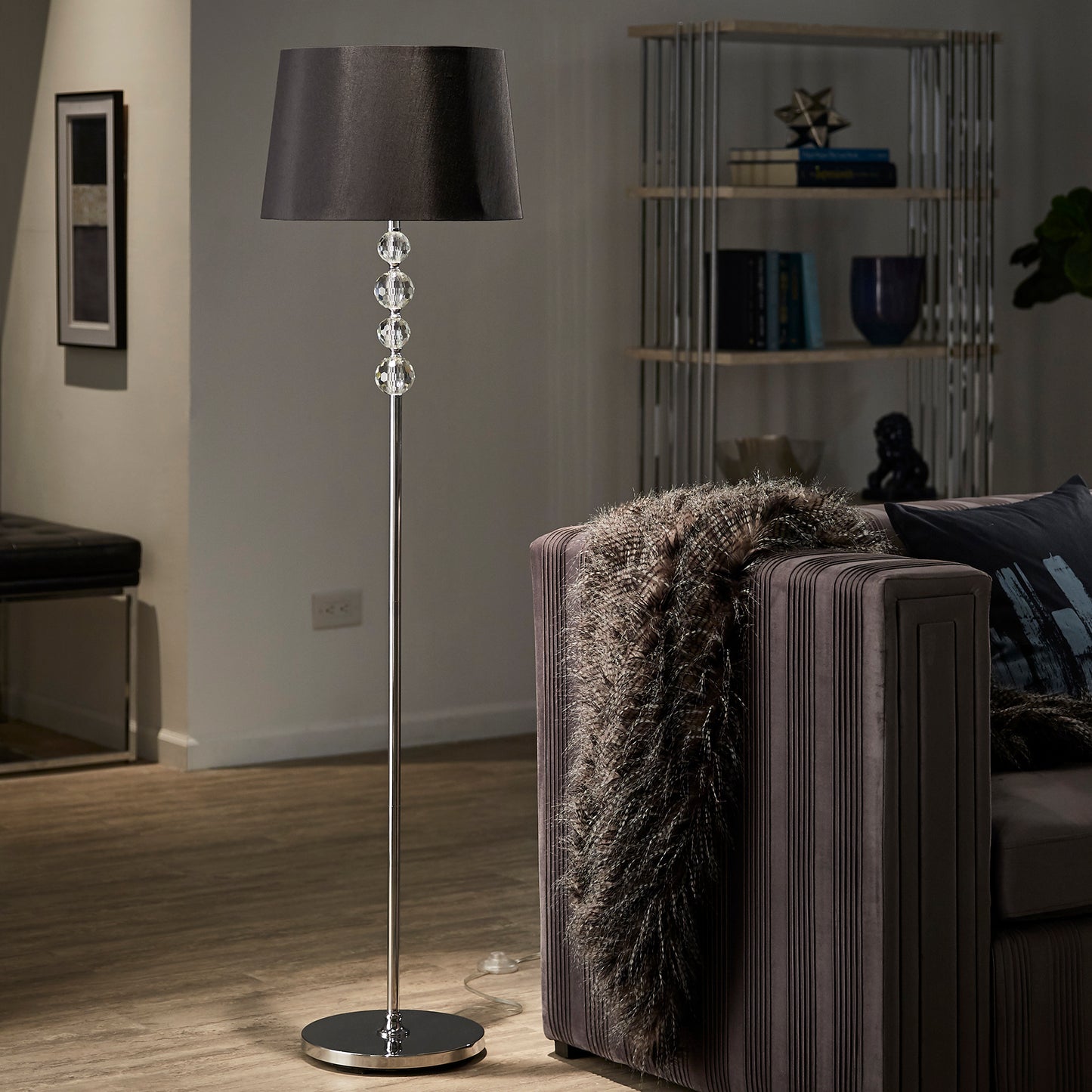 Floor Lamp - Steel -Silver & black - 150x40 cm