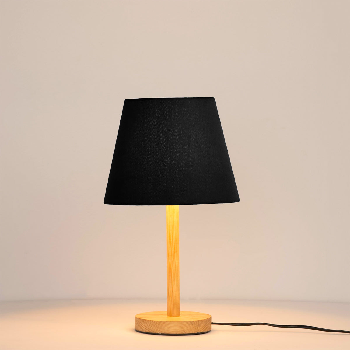 Table Lamp - Beech Wood - Black - 45x28 cm