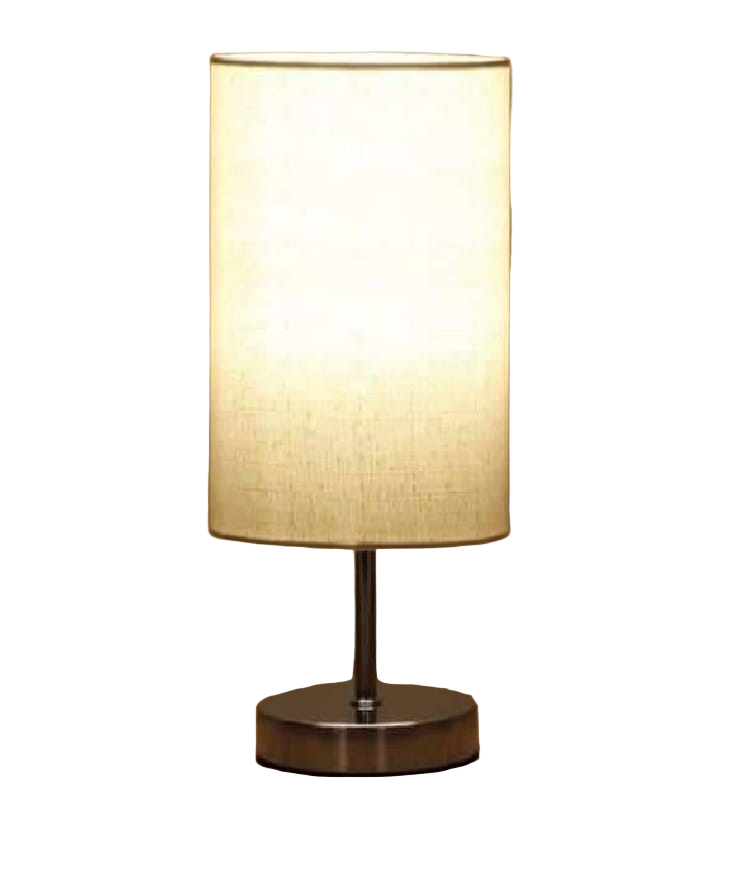 Table Lamp - Steel - Silver & Off White - 45x28 cm