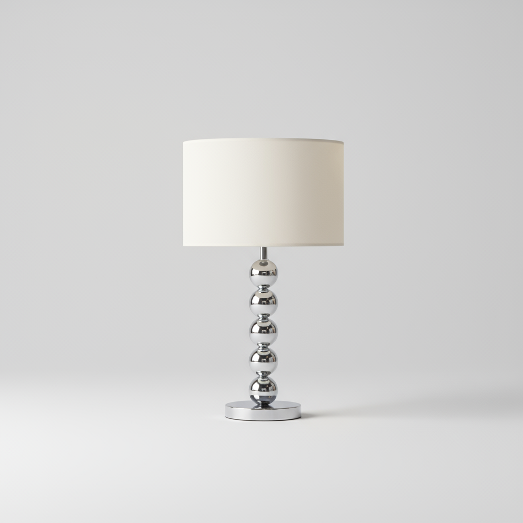 Table Lamp - Steel - Silver & White - 45x28 cm