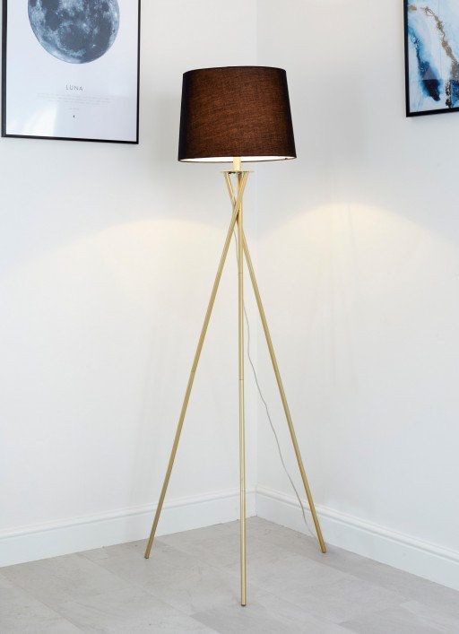 Floor Lamp - Steel - Gold & Black - 150x40 cm