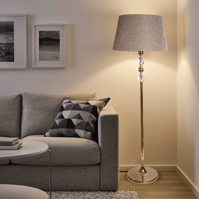 Floor Lamp - Steel - Gold & Beige - 150x40 cm