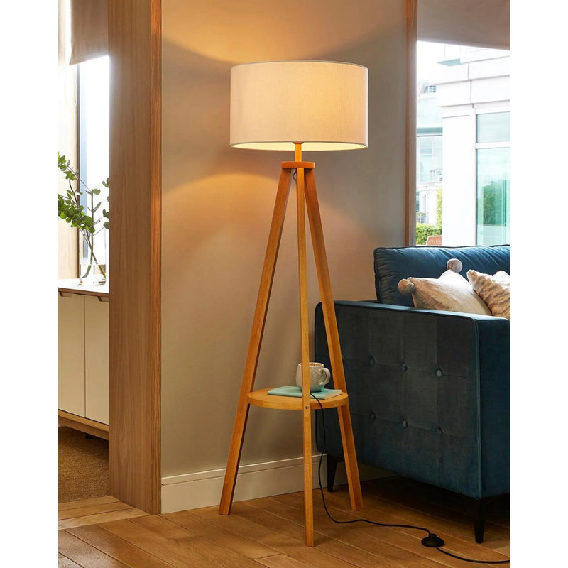 Floor Lamp - Beech Wood - Off White - 150x40 cm