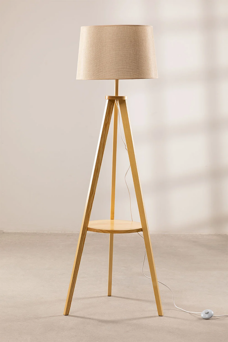 Floor Lamp - Beech Wood - Off White - 150x40 cm