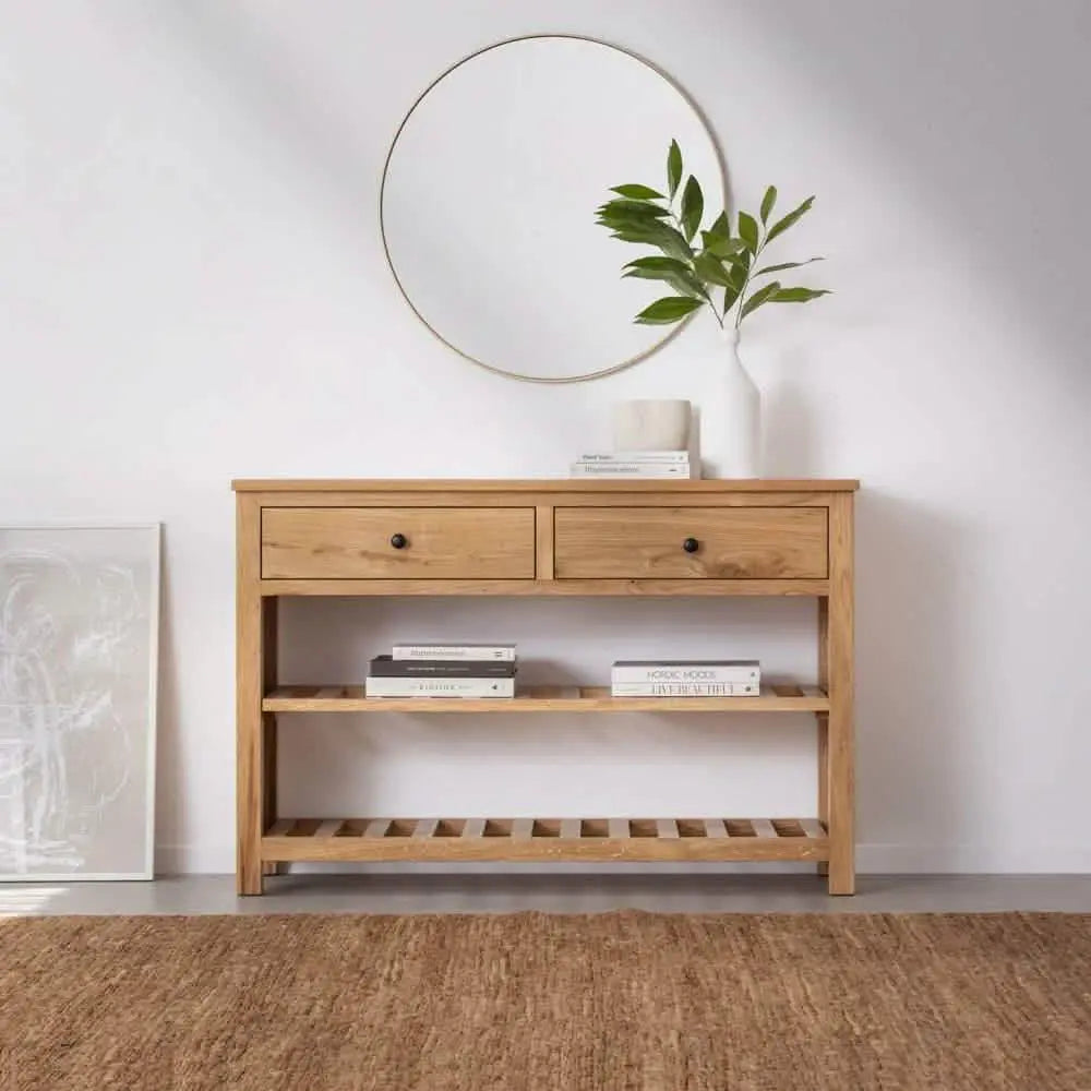 كونسول مع مرآة - NW - لون خشبي - 110x35x90 سم