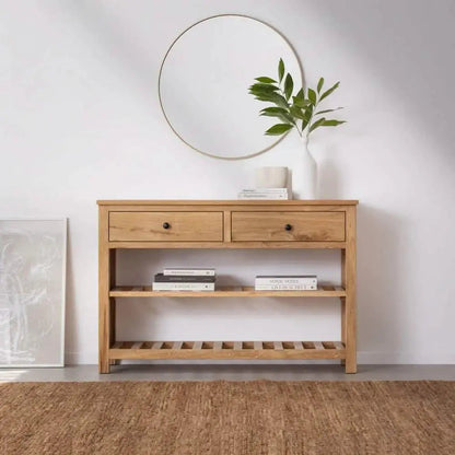 كونسول مع مرآة - NW - لون خشبي - 110x35x90 سم