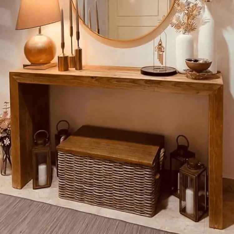 كونسول مع مرآة-NW-لون خشبي-110x30x90 سم