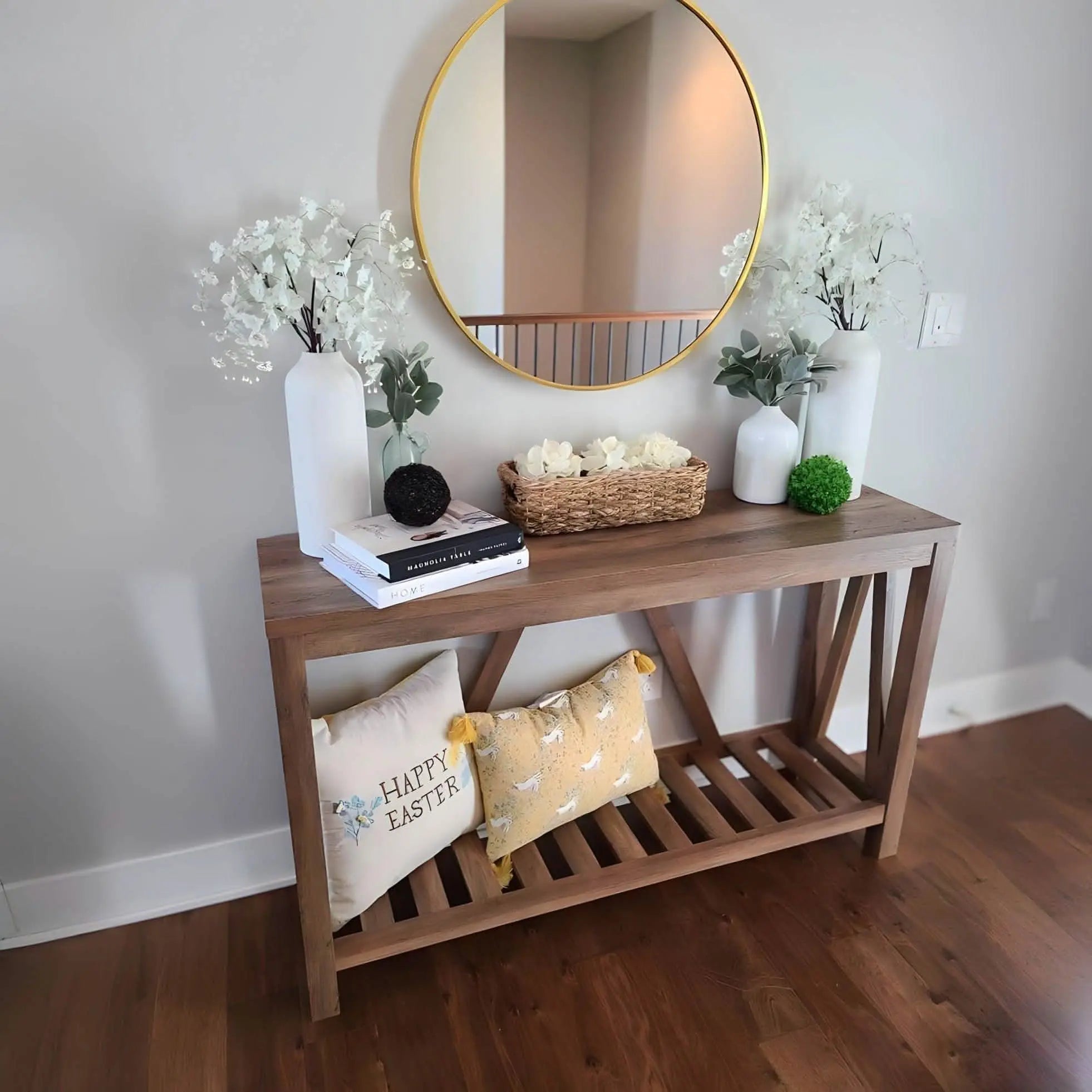 كونسول مع مرآة - NW-بني-111x29x90 سم