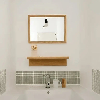 Mirror with shelf -NW-Wooden color -70x15x50 cm