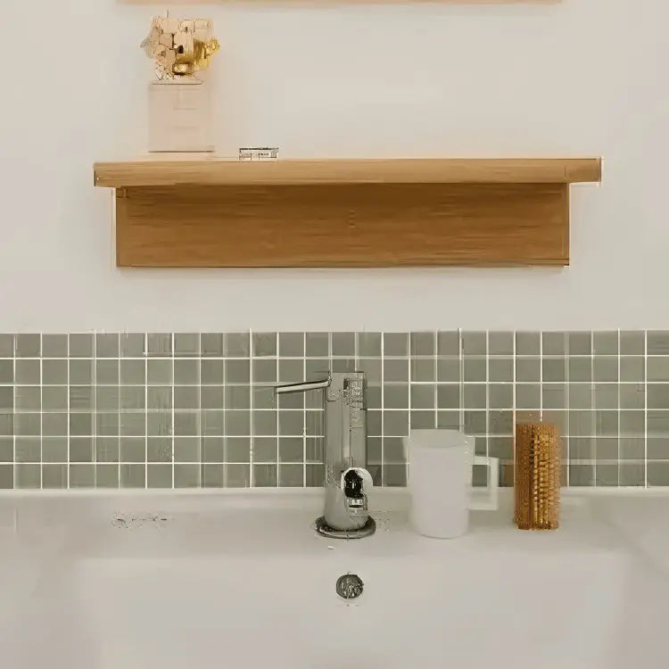 Mirror with shelf -NW-Wooden color -70x15x50 cm