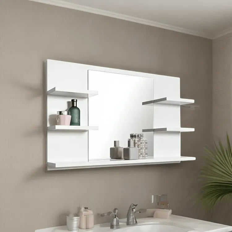 Mirror with shelf -NW-White - 100x12x60 cm