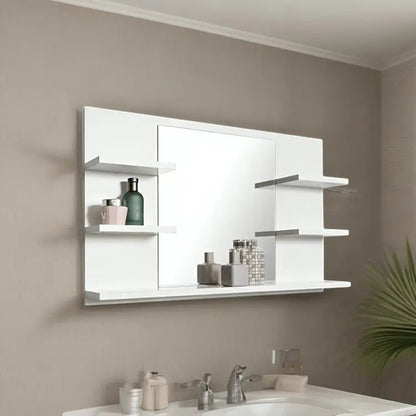 Mirror with shelf -NW-White - 100x12x60 cm