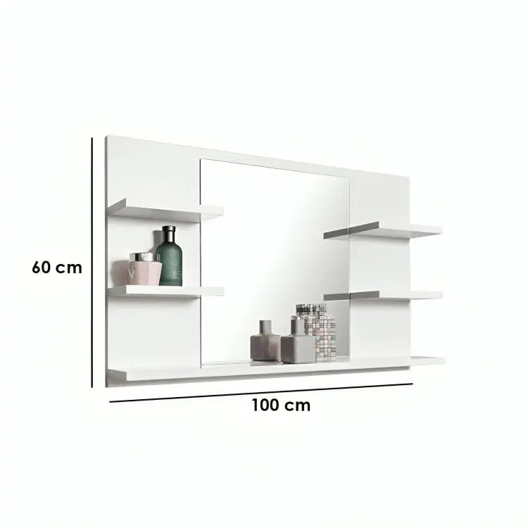 Mirror with shelf -NW-White - 100x12x60 cm