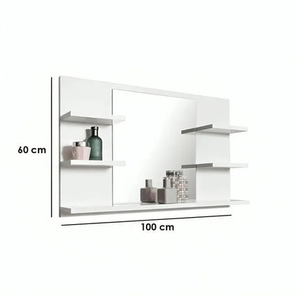 Mirror with shelf -NW-White - 100x12x60 cm
