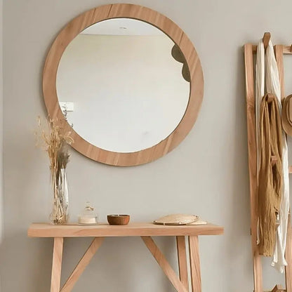 كونسول مع علاقة ومرآة - NW - لون خشبي - 80x25x80 سم