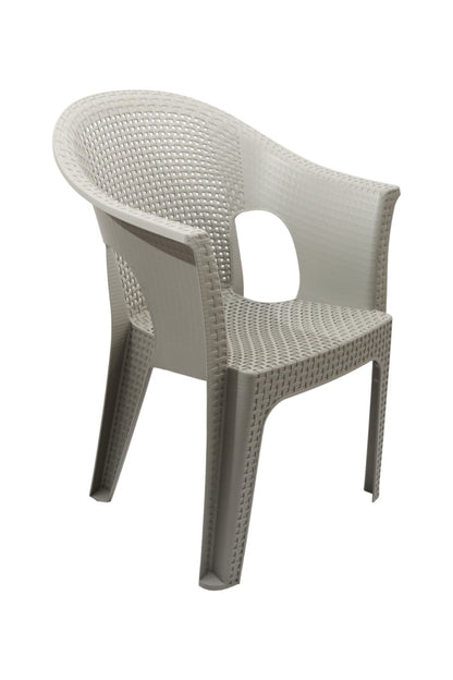 Outdoor set: 4 chairs + table - Plastic - Grey