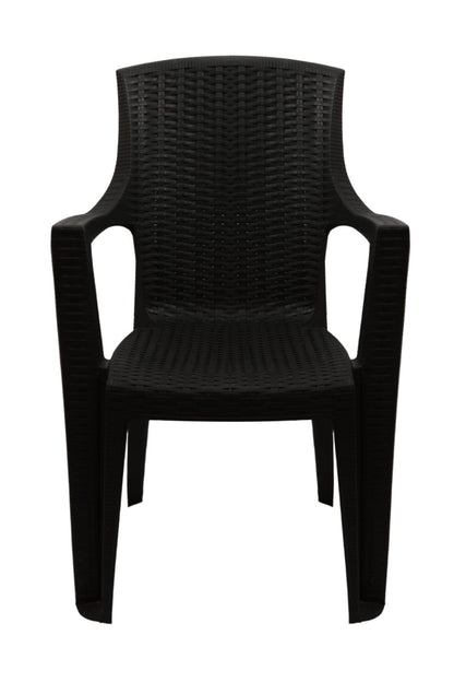 Outdoor set: 4 chairs + table - Plastic - Black