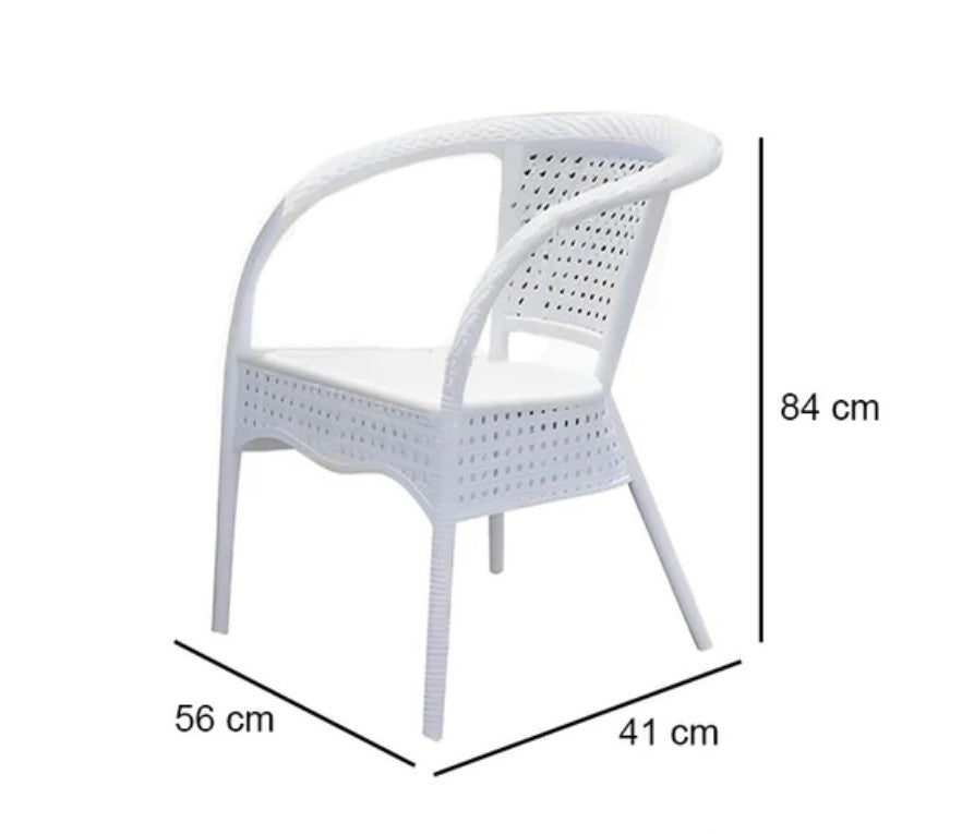 Outdoor set: 4 chairs + table - Plastic - White