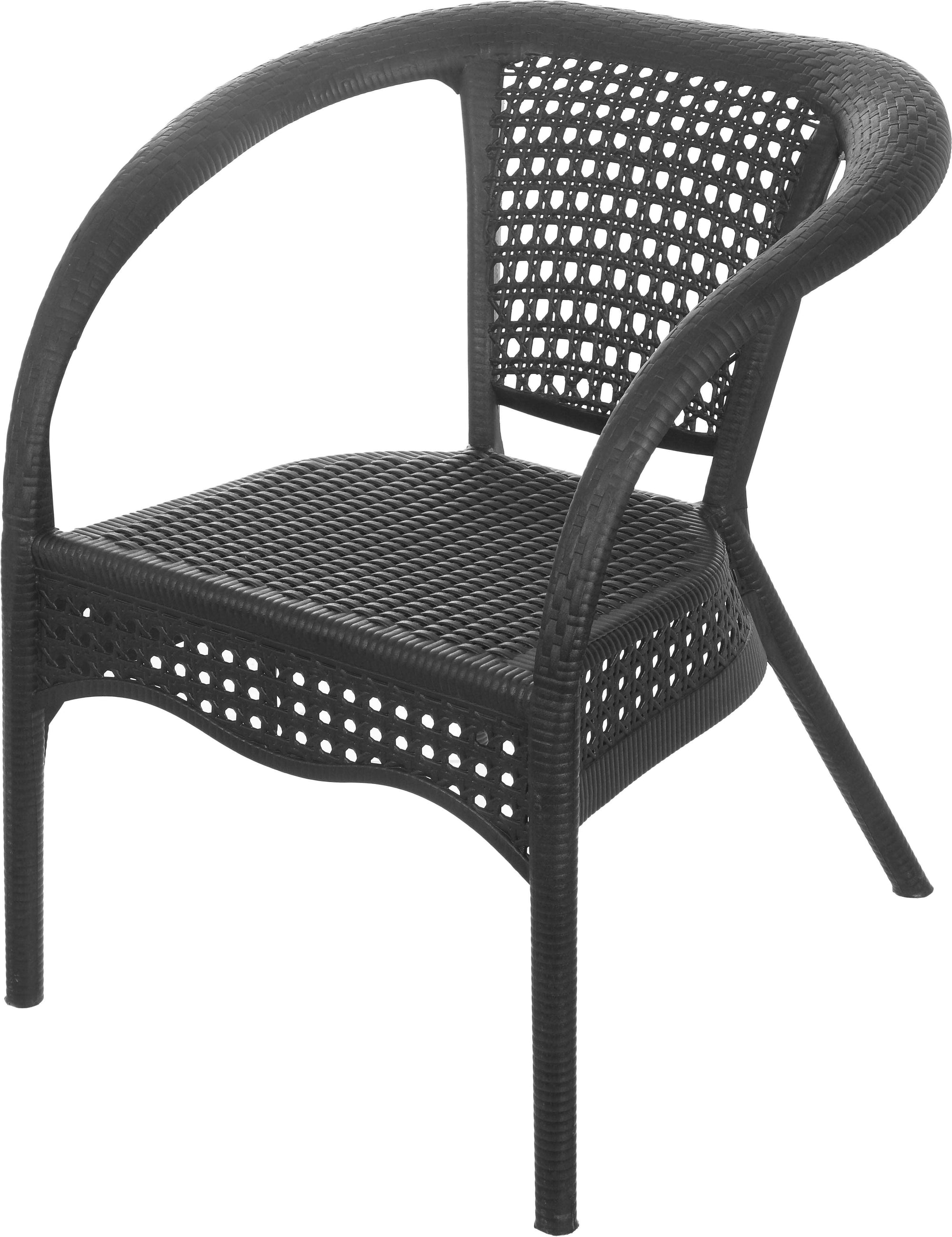 Outdoor set: 4 chairs + table - Plastic - Black