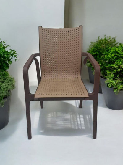 Outdoor set: 4 chairs + table - Plastic - Black & Coffe