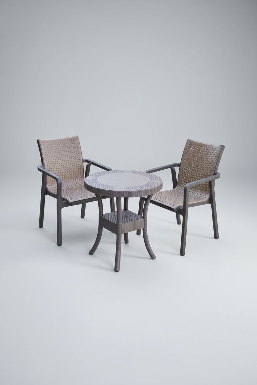 Outdoor set: 4 chairs + table - Plastic - Black & Grey