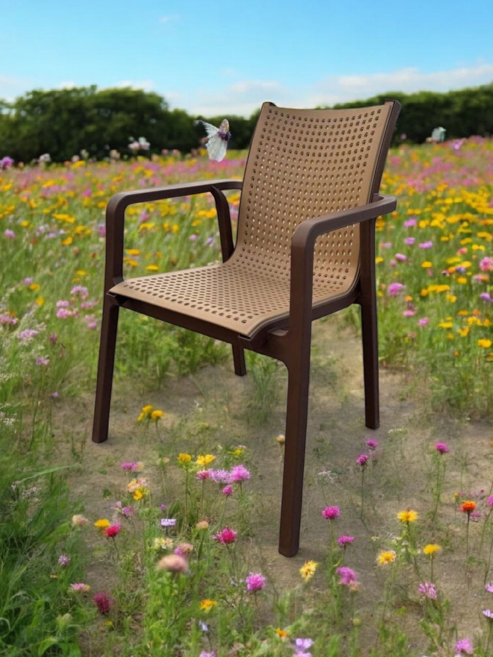 Outdoor set: 4 chairs + table - Plastic - Black & Grey