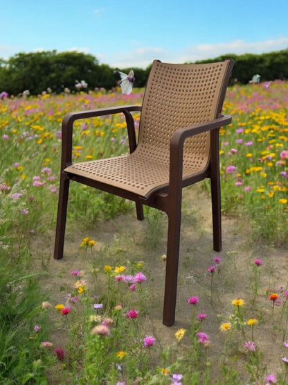 Outdoor set: 4 chairs + table - Plastic - Black & Grey