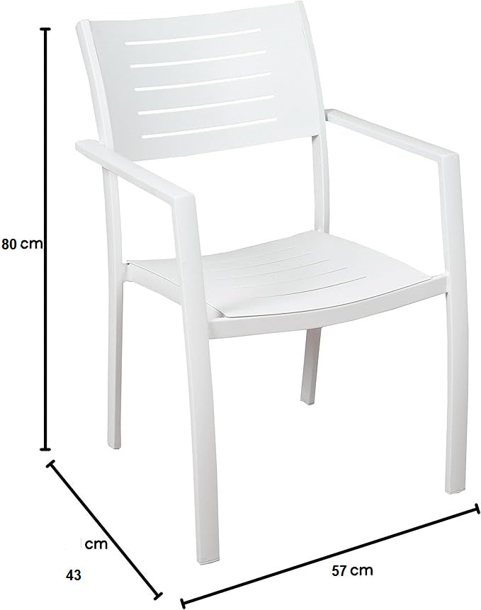 Outdoor set: 4 chairs + table - Plastic - White