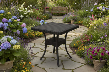 Outdoor set: 4 chairs + table - Plastic - Black