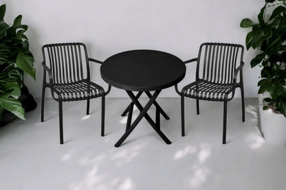 Outdoor set: 2 chairs + table - Plastic - Black