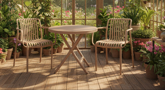 Outdoor set: 2 chairs + table - Plastic - Beige