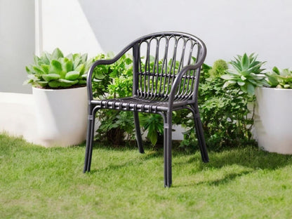 Outdoor set: 4 chairs + table - Plastic - Black