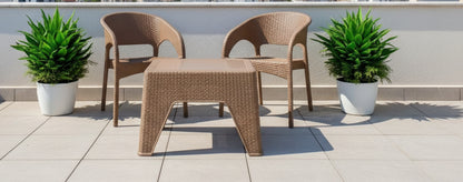 Outdoor set: 2 chairs + table - Plastic - Beige