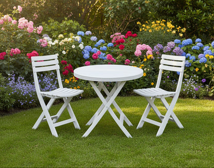 Outdoor set: 2 chairs + table - Plastic - White.