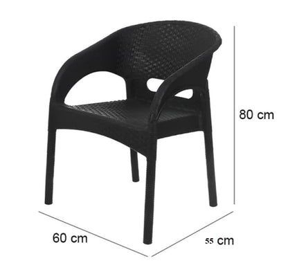 Outdoor set: 4 chairs + table - Plastic - Black