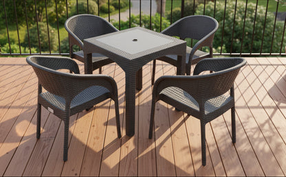 Outdoor set: 4 chairs + table - Plastic - Black