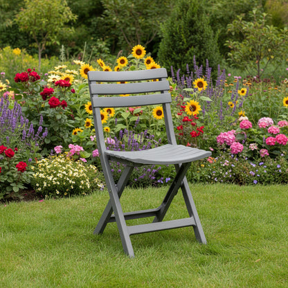 Outdoor set: 2 chairs + table - Plastic - Grey.