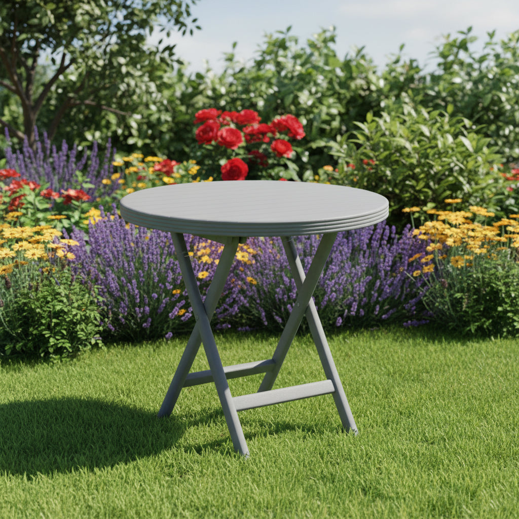 Outdoor set: 2 chairs + table - Plastic - Grey.