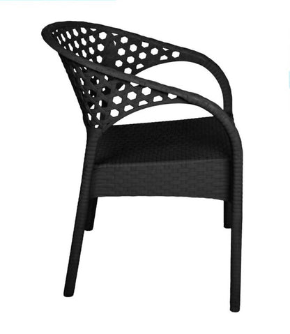 Outdoor set: 4 chairs + table - Plastic - Black.