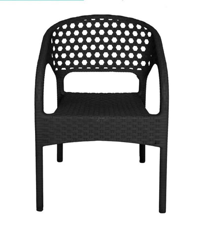 Outdoor set: 4 chairs + table - Plastic - Black.