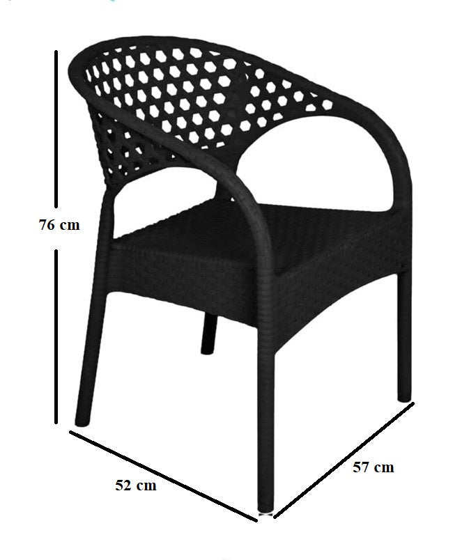 Outdoor set: 4 chairs + table - Plastic - Black